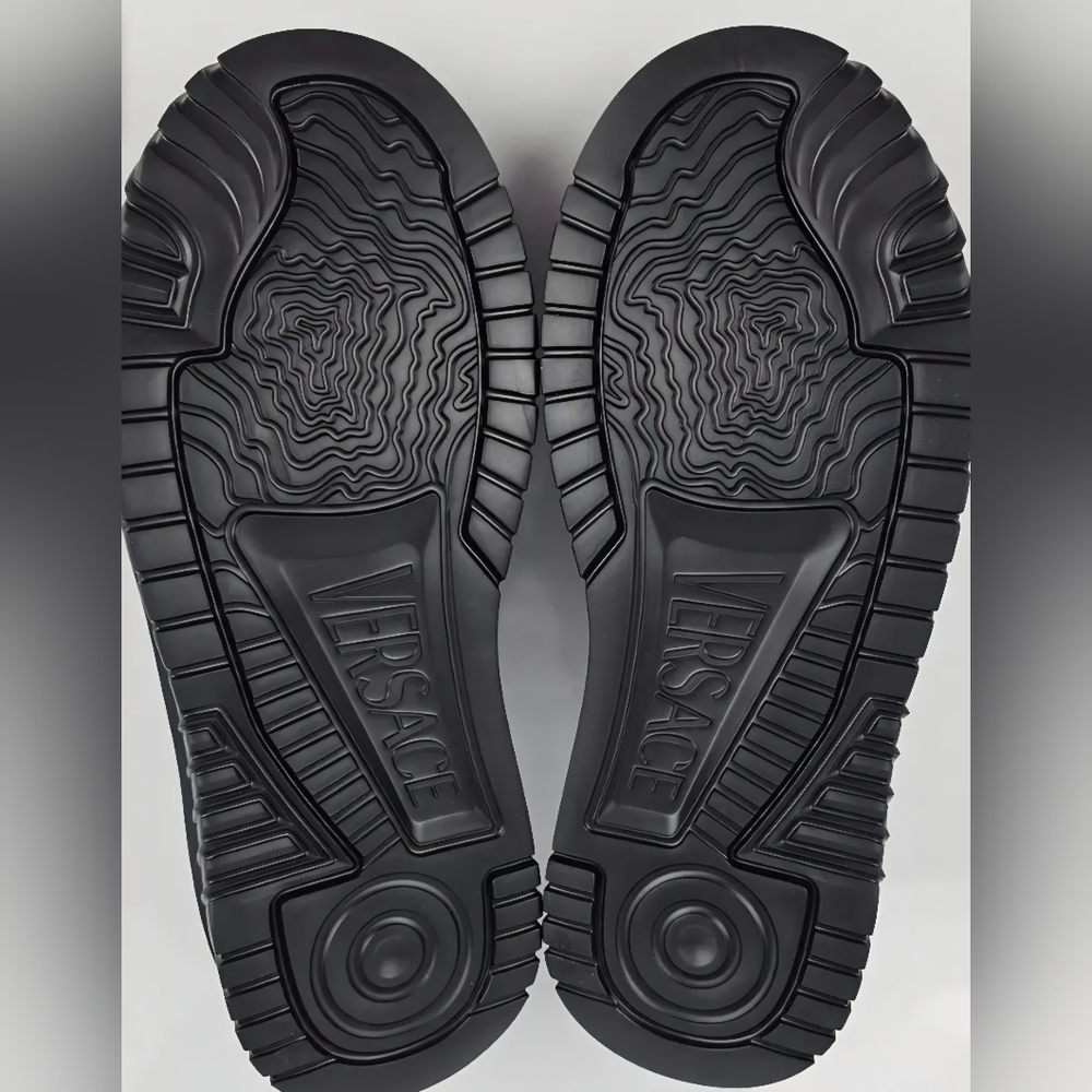 Versace Odissea Greca Black Leather Low Top Sneakers (Unisex) WMNS 9 Men's US 7 - Picture 6 of 12